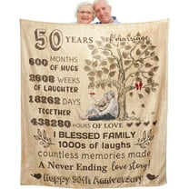 50th Anniversary Throw Blanket Gifts 50th Golden Wedding for Couple Parents Grandparents Friends Golden 50 Years of Marriage Gift Ideas Throw Blankets 60"X 50"