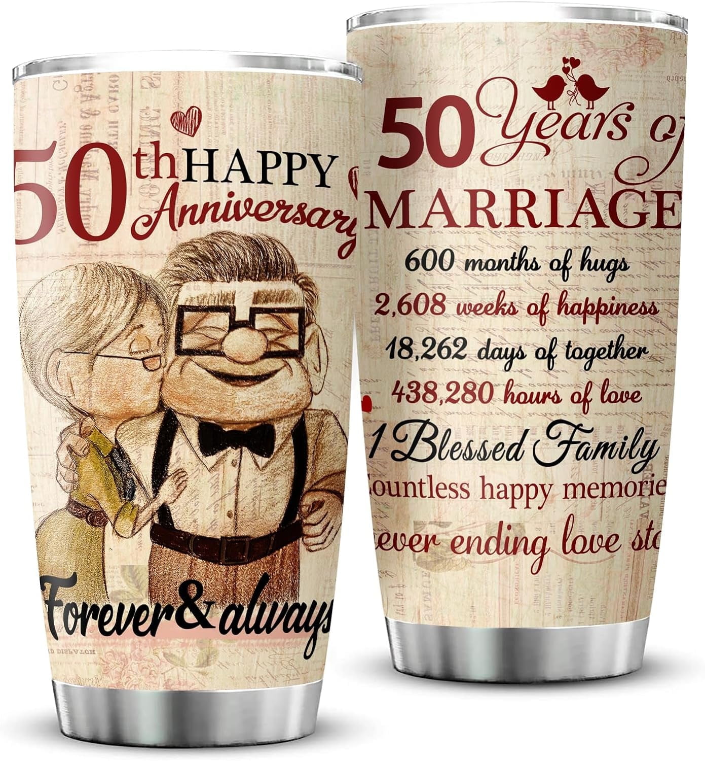 50th Anniversary Tumbler Gifts, 50th Anniversary Wedding Gifts for