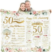 50th Anniversary Wedding Gifts for Couple - Best 50 Years of Marriage Gifts for Parents Friends Grandparents Her or Him - Back in 1974 Golden Anniversary Decorations Throw Blanket Present
