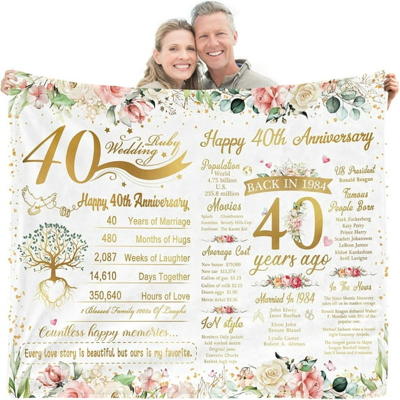 50th Anniversary Wedding Gifts for Couple - Best 50 Years of Marriage Gifts for Parents Friends Grandparents Her or Him - Back in 1974 Golden Anniversary Decorations Throw Blanket Present