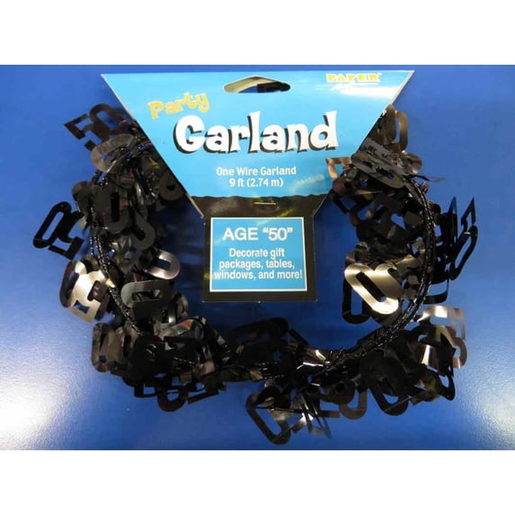 50th Birthday 50 Over the Hill Black Party Hanging Decoration Foil Wire Garland