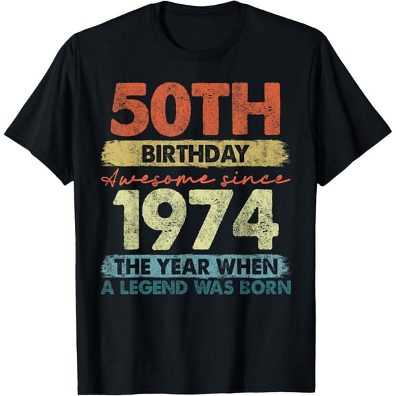 50th Birthday 50 Year Old Gifts Vintage 1974 Limited Edition T-ShirtMen and women, Black T-shirt, size: Extra large S-4XL