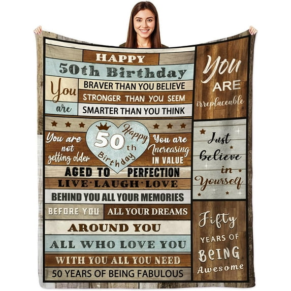 50th Birthday Blanket Gift for Women Men,50th Birthday Gift for Mom/Dad from Daughter Son,50th Birthday 50 * 60 Throw Blanket for Her/Him,1973 Flannel Blanket for Sofa