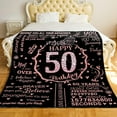thumbnail image 1 of 50th Birthday Blanket Gifts for Women - Happy 50th Birthday Gift Ideas for Her - 50 Year Old Gifts for Mom Grandma Wife - Personalized Flannel Fleece Soft Throw Blanket, 1 of 6