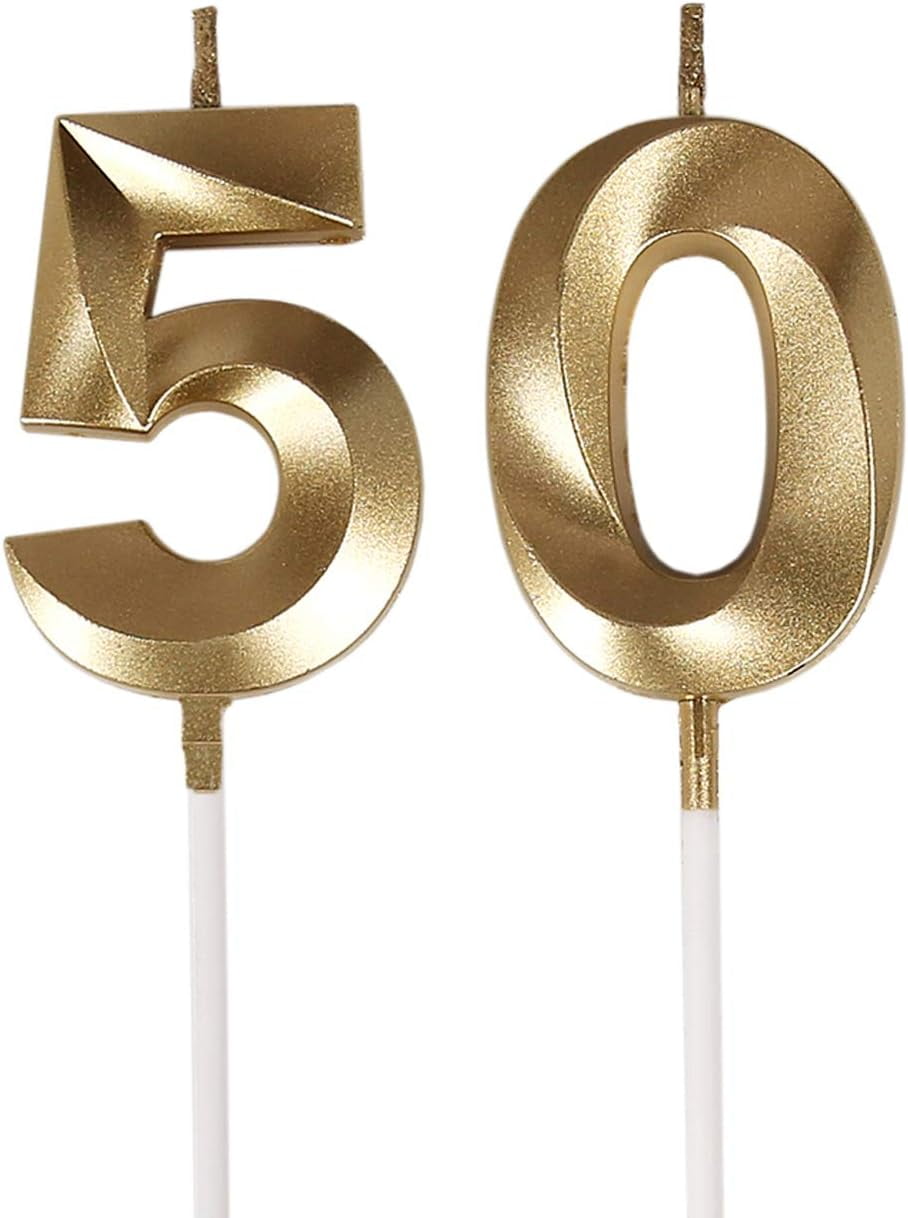 50th Birthday Candles, Gold Number 50 Cake Topper, Perfect for Birthday — free download