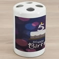 thumbnail image 1 of 50th Birthday Ceramic Toothbrush Holder, Color Spots in Graphic Style Cake Number Candlesticks Lettering, Decorative Versatile Countertop for Bathroom, 4.5" X 2.7", Blue Pink White, 1 of 4