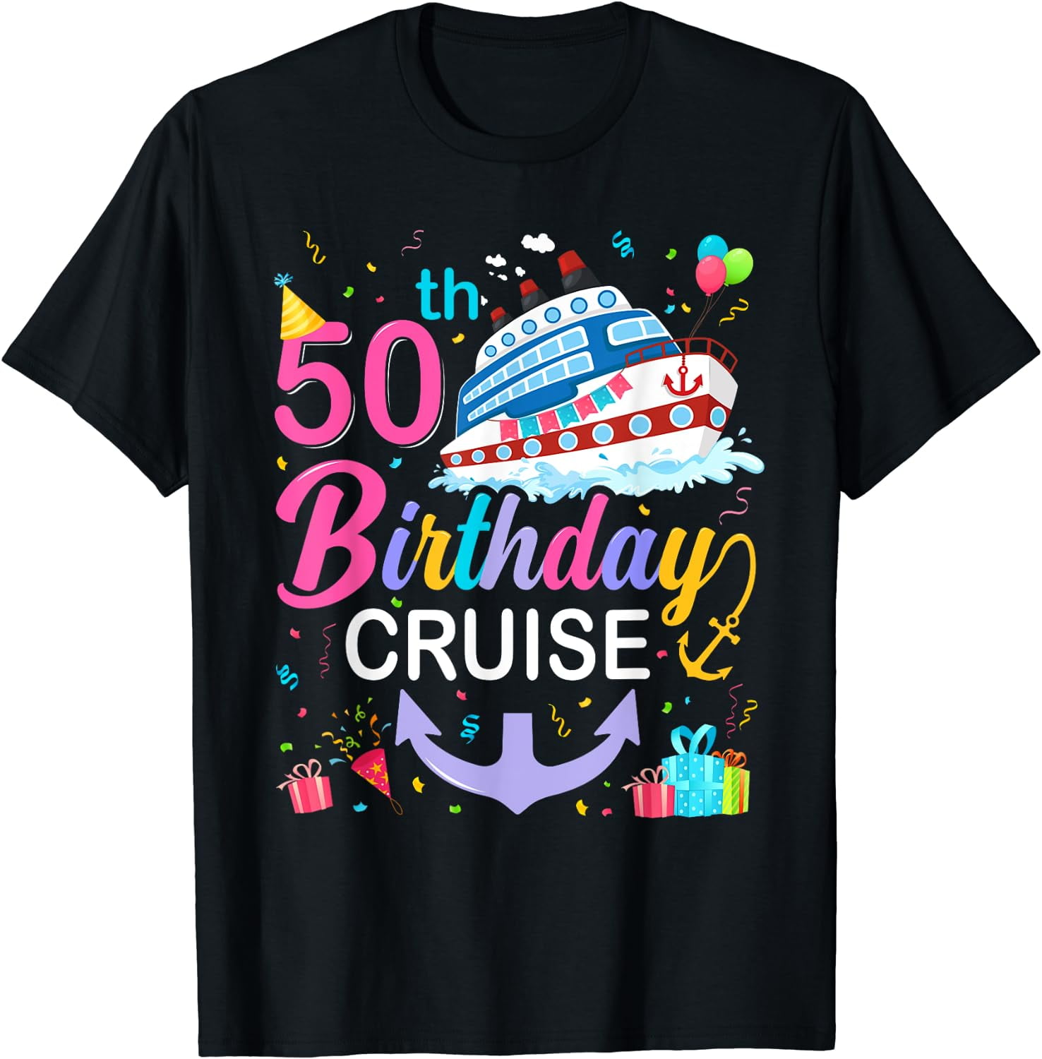 50th Birthday Cruise 50 Years Old Birthday Cruising Crew T-Shirt Black ...