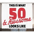 thumbnail image 1 of Ambesonne 50th Birthday Curtains 2 Panel Set, 50 Years Warm Colors, 108" x 63", Red Black White, 1 of 3