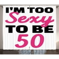 thumbnail image 1 of Ambesonne 50th Birthday Curtains 2 Panel Set, Being 50 Themed Text, 108" x 108", White Black and Pink, 1 of 3