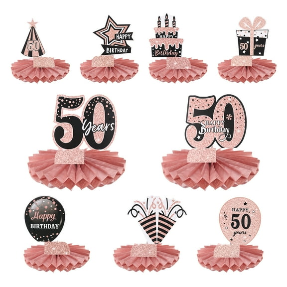 50th Birthday Decoration Centerpieces for Tables Decorations Birthday Party Decoration Supplies (Red + Gold Tone)