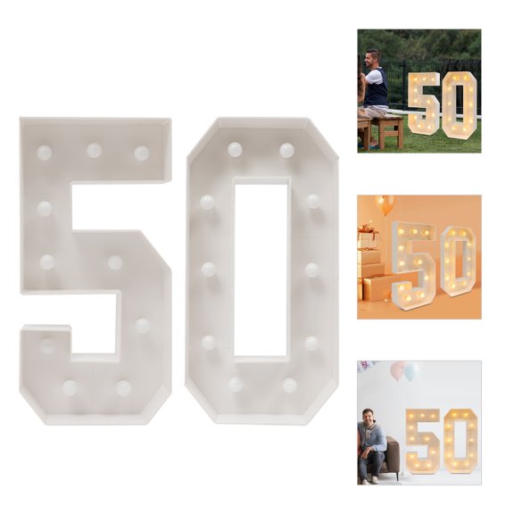 50th Birthday Decoration Marquee Light Up Number 3FT Marquee Letter Anniversary Party Decor Big LED Llluminated Number Balloon Frame Backdrop Cardboard for 50 Years