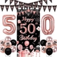 thumbnail image 1 of 50th Birthday Decorations for Women Black and Rose Gold, Happy 50th Birthday Door Banner, Triangle Flag Garland, Number 50 Balloon, Fifty Year Old Birthday Party Supplies, 1 of 7
