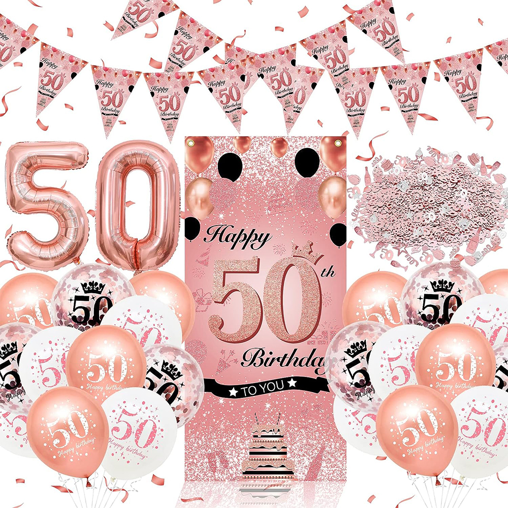 50th Birthday Decorations Women Number 50 Foil Balloon, Happy