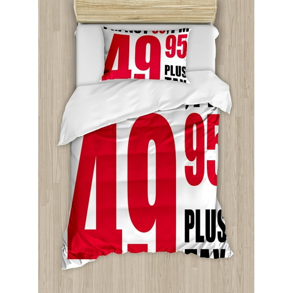 50th Birthday Duvet Cover Set, Hilarious Catchphrase Old Age Fifthy Feeling Young Humorous and Funny, Decorative 2 Piece Bedding Set with 1 Pillow Shams, Twin Size, Red Black White, by Ambesonne