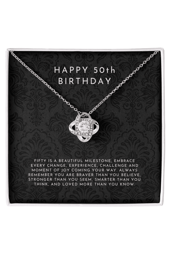 50th Birthday Gift, 50th Birthday Gift Ideas Love Knot Necklace Standard Box
