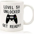 thumbnail image 1 of 50th Birthday Gift, 50th Birthday Mug, Funny 50th Gifts For Gamer, Him, Men, Husband, Dad, Brother, Fifty, 50, Happy 50th Gaming Birthday, Ceramic Novelty Coffee Mugs 11oz, 15oz Mug, Tea, 1 of 3