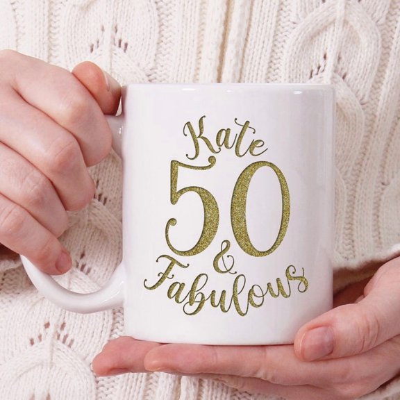 50th Birthday Gift For WoM1en, PerS1onalized Mug for Best Friend, Fabulous at 50, Best Gift for Her, 50th Birthday Mug, WoM1en Turning 50 Fab