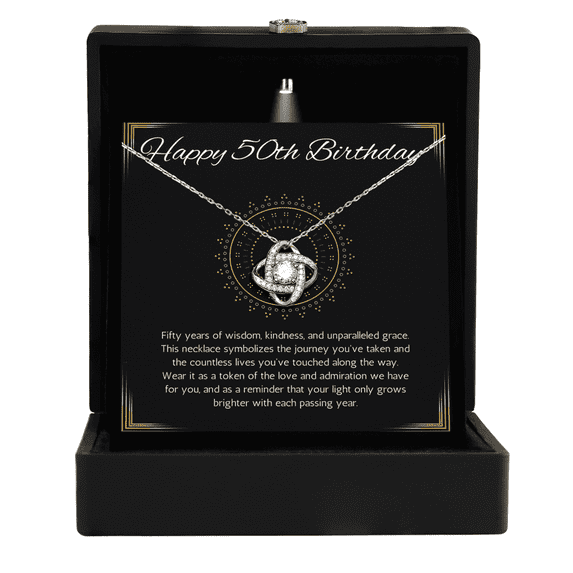 50th Birthday Gift For Women, 50th Birthday Gift Necklace for Mom, Grandma, Nana, Sister Love Knot Gift Jewelry For 50th Birthday, Turning 50