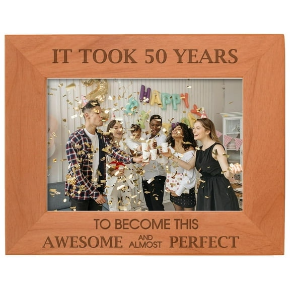 ThisWear 50th Birthday Gift It Took 50 Years Awesome Natural Wood Engraved 5x7 Landscape Picture Frame Wood