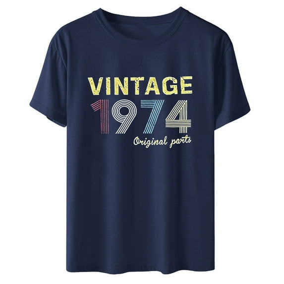 50th Birthday Gift Shirts for Women Funny Vintage 1974 T Shirt Retro Birthday Party Casual Tee Tops