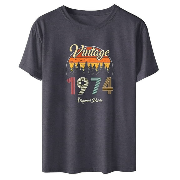 50th Birthday Gift Shirts for Women Funny Vintage 1974 T Shirt Retro Birthday Party Casual Tee Tops