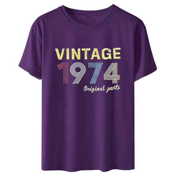 50th Birthday Gift Shirts for Women Funny Vintage 1974 T Shirt Retro Birthday Party Casual Tee Tops