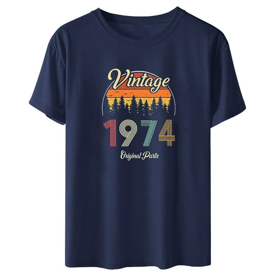 50th Birthday Gift Shirts for Women Funny Vintage 1974 T Shirt Retro Birthday Party Casual Tee Tops
