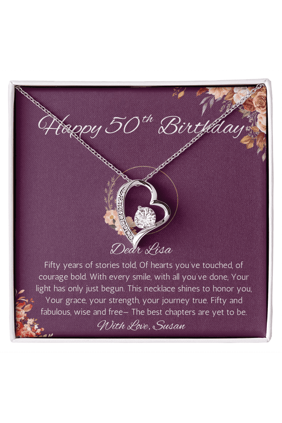 50th Birthday Gift for Women, Personalized 50th Birthday Forever Love Gift Necklace, Fiftieth Birthday Gift Jewelry for Women, Mom, Wife, Sister