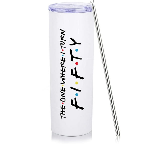 50th Birthday Gifts For Women 20oz Skinny Wine Tumbler Happy 50 Year Old Bday Presents For 1975 Born Woman