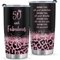 thumbnail image 1 of 50th Birthday Gifts for Her, 50th Birthday Tumbler Gifts for Women, 50 Year Old Gift for Women Mom Friend Sister Wife, 50 and Fabulous Travel Mug, 20oz, Leopard, 1 of 6