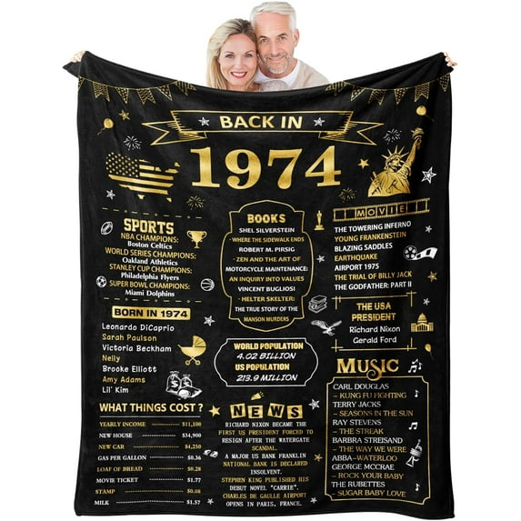 50th Birthday Gifts for Him Her, Happy 50th Birthday Gifts for Men Women, 1974 50 Year Old Gifts for Women Men, Best Mens 50th Birthday Gift Ideas, Gifts for a 50th Birthday Woman Blanket 60"X50"