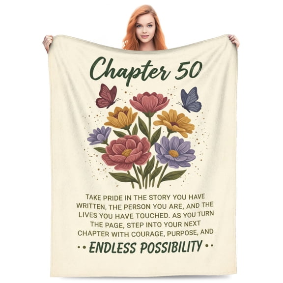 50th Birthday Gifts for Her, Him, Chapter 50 Birthday Blanket, 50 Year Old Bday Gifts for Women Friend, Sister, Mom, 1976, 50th Birthday Decorations, Turning 50 Throw Blankets 50x40