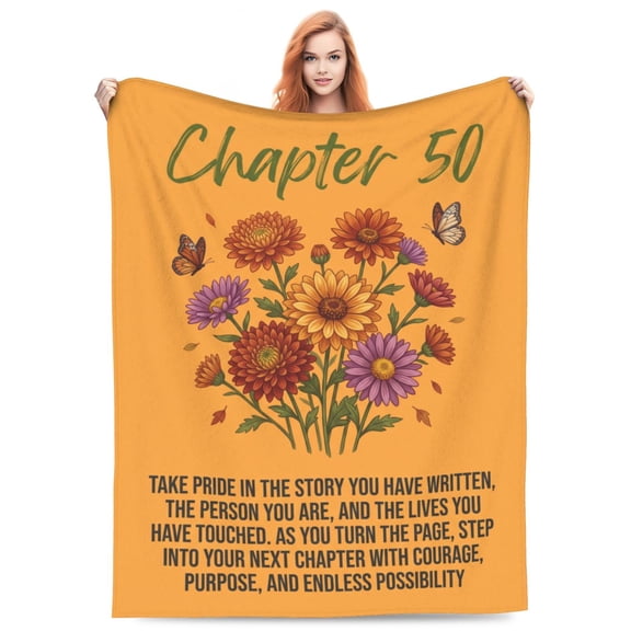 50th Birthday Gifts for Her, Him, Chapter 50 Birthday Blanket, 50 Year Old Bday Gifts for Women Friend, Sister, Mom, 1976, 50th Birthday Decorations, Turning 50 Throw Blankets 50x40