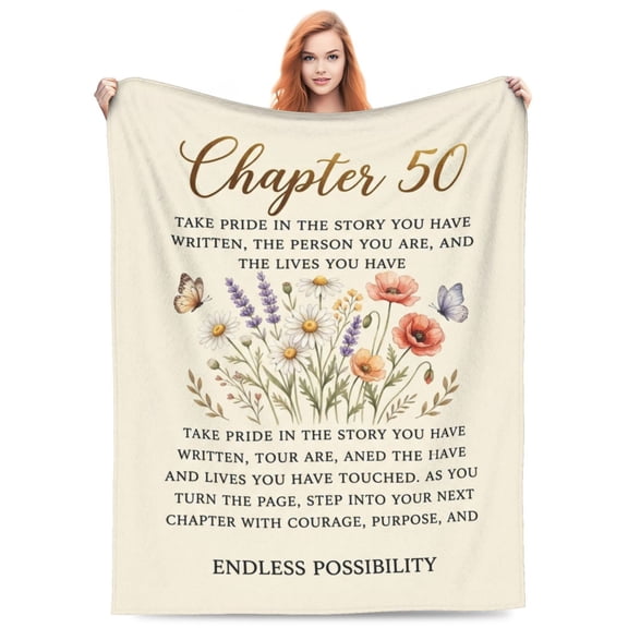 50th Birthday Gifts for Her, Him, Chapter 50 Birthday Blanket, 50 Year Old Bday Gifts for Women Friend, Sister, Mom, 1976, 50th Birthday Decorations, Turning 50 Throw Blankets 50x40