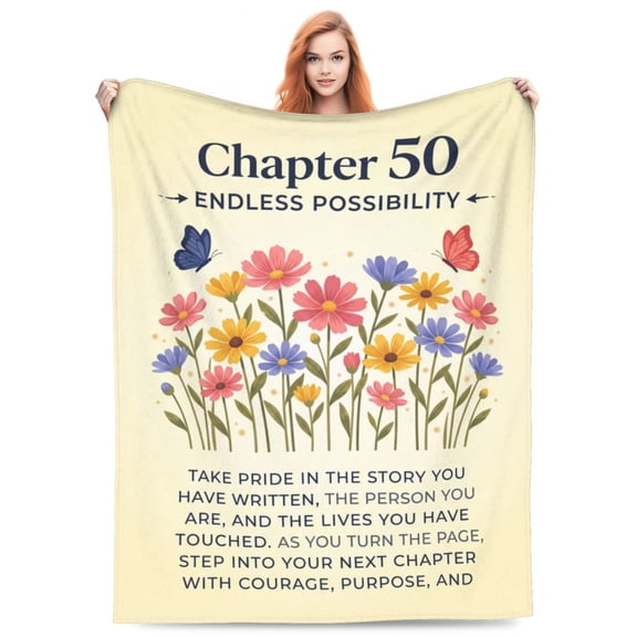 50th Birthday Gifts for Her, Him, Chapter 50 Birthday Blanket, 50 Year Old Bday Gifts for Women Friend, Sister, Mom, 1976, 50th Birthday Decorations, Turning 50 Throw Blankets 50x40
