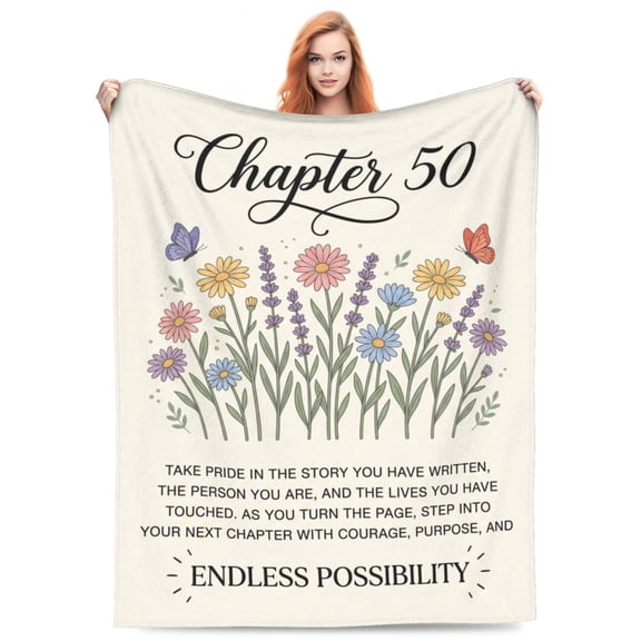 50th Birthday Gifts for Her, Him, Chapter 50 Birthday Blanket, 50 Year Old Bday Gifts for Women Friend, Sister, Mom, 1976, 50th Birthday Decorations, Turning 50 Throw Blankets 50x40