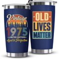 thumbnail image 1 of 50th Birthday Gifts for Him, Her - 1975 50th Birthday Decorations - Funny 50 Year Old Gifts for Men, Women, Dad, Husband, Mom, Wife - Cool Turning 50 Ideas - 20oz Navy Tumbler Cup Gift Box, 1 of 6