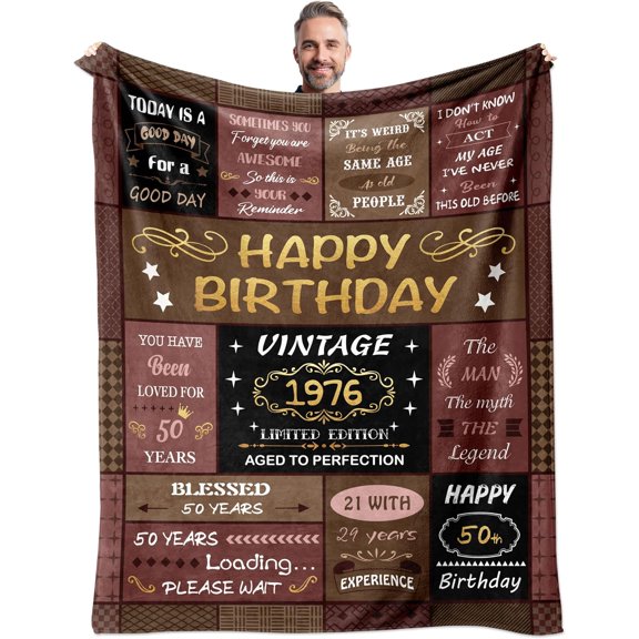 50th Birthday Gifts for Men,50 Year Old Birthday Gift for Men,50th Birthday Gifts for Him,Mens 50th Birthday Gifts,50th Birthday Decorations for Man,Gift for Birthdays Ideas Blanket 50"X60"