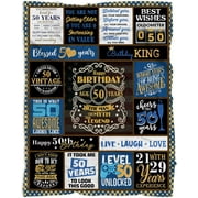 50th Birthday Gifts for Men, 50th Birthday Gift Ideas, Milestone 50th Birthday Decorations, Funny 50 Years Old Gift for Husband Him Dad Bonus Dad Grandpa, 50th Birthday Throw Blanket 60x50in