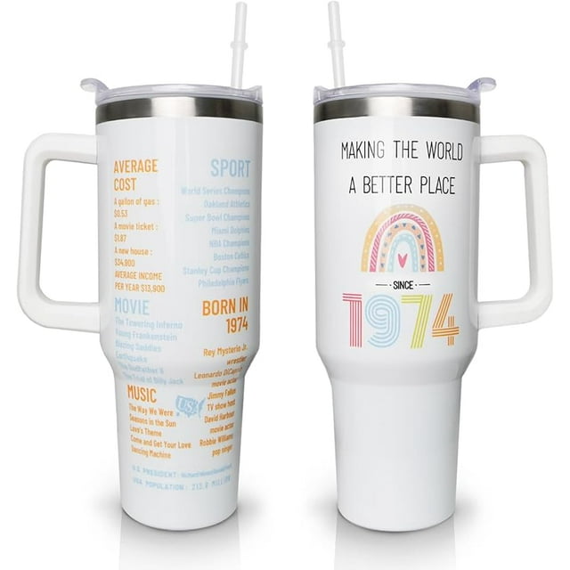 50th Birthday Gifts for Men Women 1974 50th Birthday Tumbler Cup for