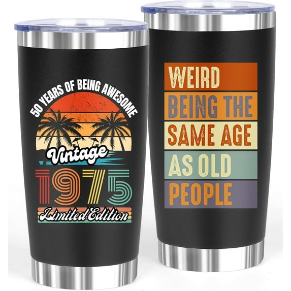 50th Birthday Gifts for Men Women, 1975 50th Birthday Decorations for Him Her, Best Cool 50 Year Old Gifts for Women Men Mom Dad Wife Husband, Gift Ideas for Men Women Turning 50-20oz Tumbler