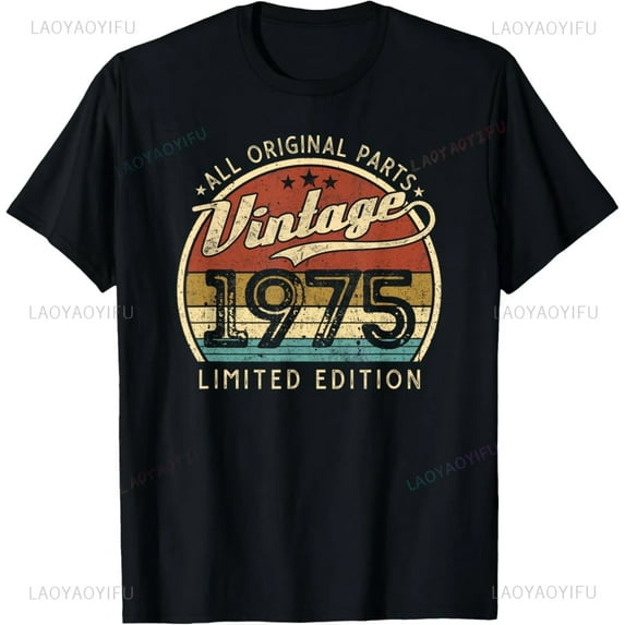 50th Birthday Gifts Men Women 50 Years Old Vintage 1975 Party T-Shirt Women Men Clothing Streetwear Graphic T Shirts Tops
