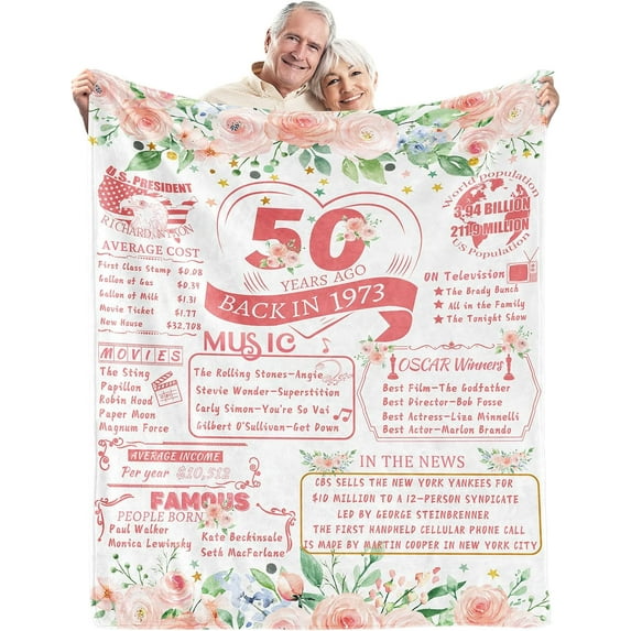 50th Birthday Gifts for Men Women Happy 50 Year Old Gifts Friendship Unique Turning 50 Bday Gift Idea for Best Friend Dad Husband 50th Birthday Decorations Present for Him Throw Blanket 60 X 50