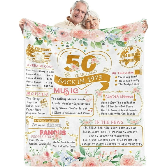 50th Birthday Gifts for Men Women Happy 50 Year Old Gifts Friendship Unique Turning 50 Bday Gift Idea for Best Friend Dad Husband 50th Birthday Decorations Present for Him Throw Blanket 60 X 50