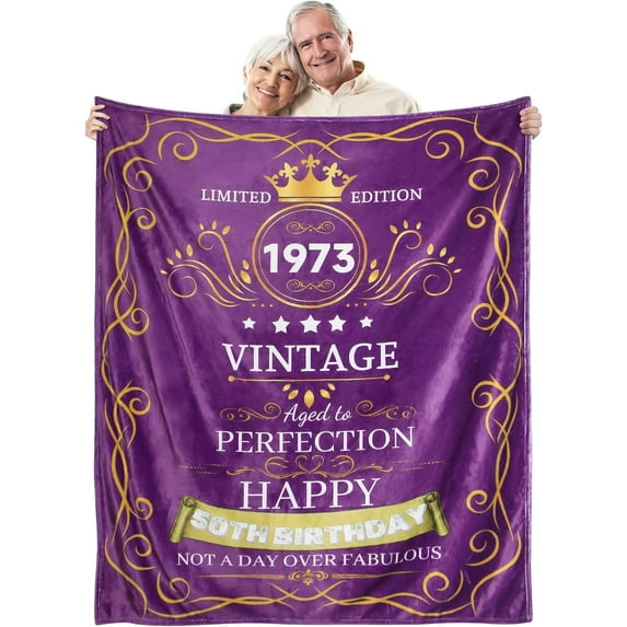 50th Birthday Gifts for Men Women Happy 50 Year Old Gifts Friendship Unique Turning 50 Bday Gift Idea for Best Friend Dad Husband 50th Birthday Decorations Present for Him Throw Blanket 60 X 50