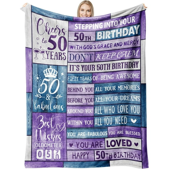 50th Birthday Gifts for Her Throw Blanket, 50th Birthday Gifts for Women, 50 Year Old Gifts for Women Soft Blanket 60 * 50in Happy 50th Birthday Gifts