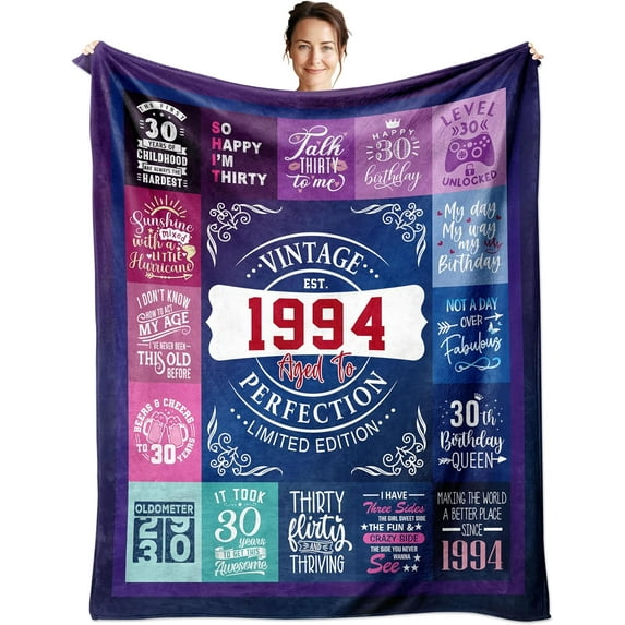 50th Birthday Gifts for Women, Her - 50 Year Old Birthday Gifts for Women - Gifts for 50th Birthday for Woman, Wife, Mom, Sister - 50 th Birthday Gift Ideas - Happy 1974 Bday Blanket 60" x 50"