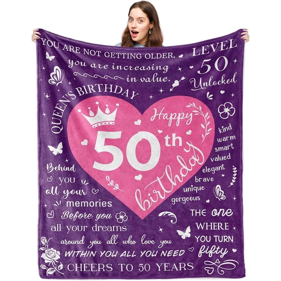 50th Birthday Gifts for Women, Gifts for 50 Year Old Woman, 50th Birthday Decorations Women, 50 Years Old Gift Funny, 1973 Birthday Gift for Lady/Her, 50th Bday Gift Ideas Blanket 50"x60"