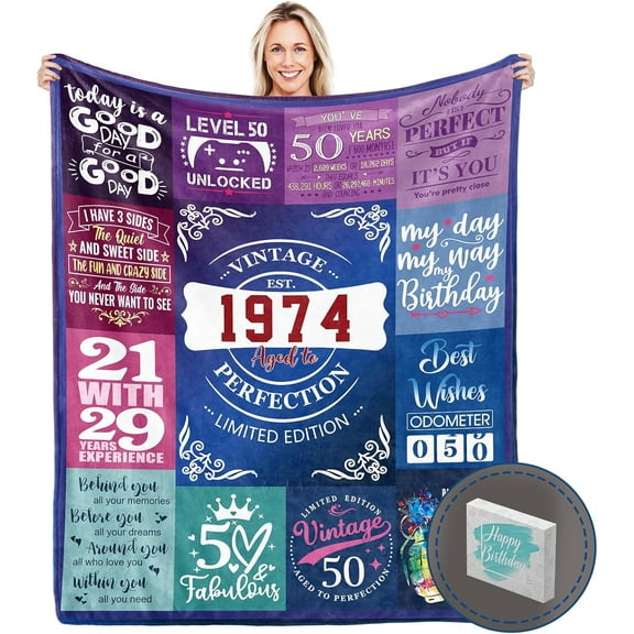50th Birthday Gifts for Women, 50th Birthday Gift Blanket, Gift for 50th Birthday Woman, 50 Year Old Gifts for Women 50th Birthday Gift Ideas, Happy 50th Birthday Gifts for Women Friends