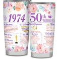 thumbnail image 1 of 50th Birthday Gifts for Women 50th Birthday Tumbler Gift Ideas Happy 50 Year Old Birthday Gift for Mom Grandma 50th Birthday Decorations Back in 1974 Travel Tumbler 20OZ, 1 of 6